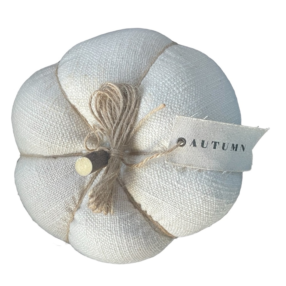 Cotton Fabric Linen Color Pumpkin with Wood Stem & Autumn Tag